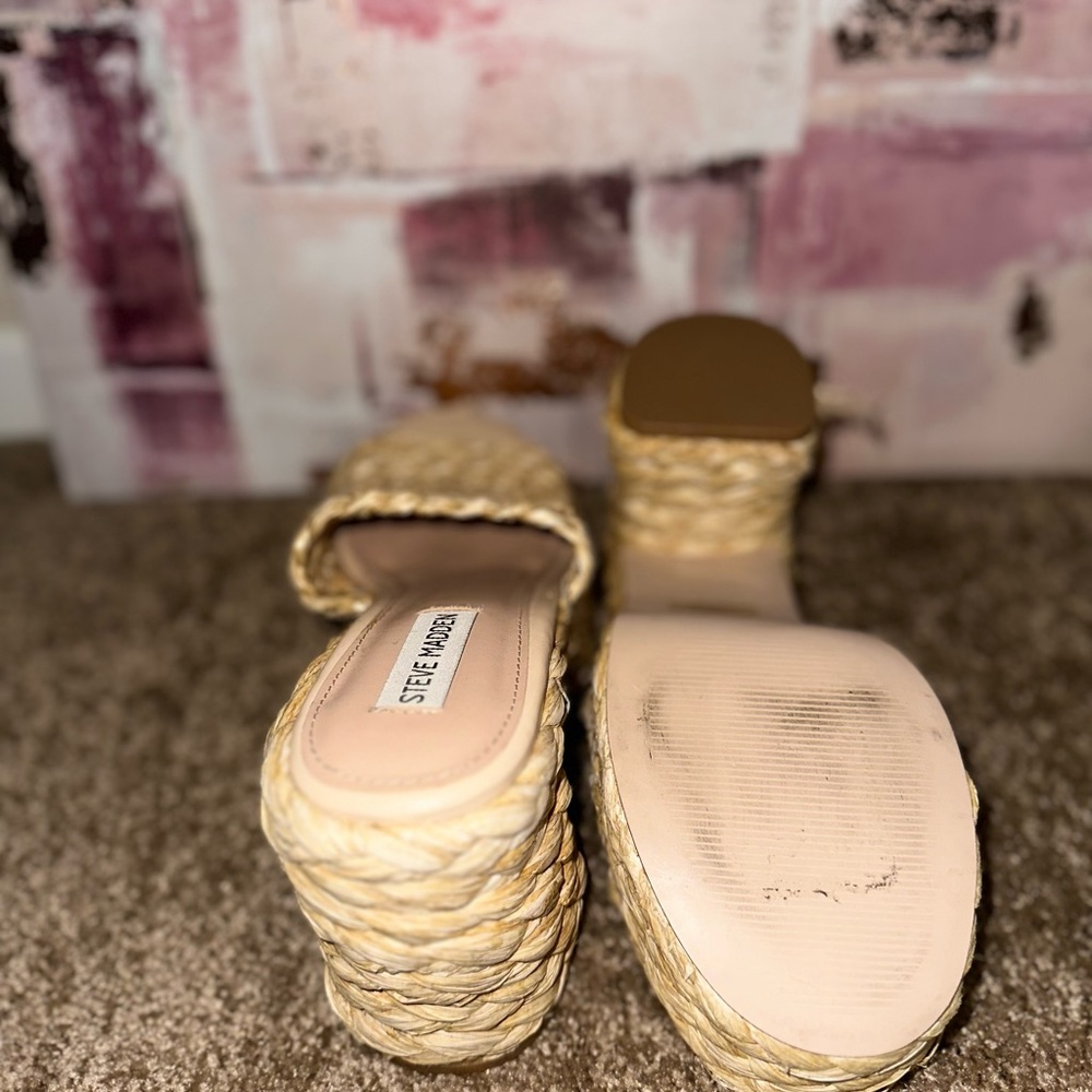 Steve Madden Bountiful Platform Sandal In Raffia - Picture 4 of 5